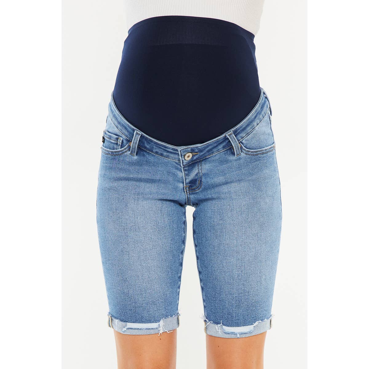 Kan Can Medium Wash Bermuda Denim Shorts