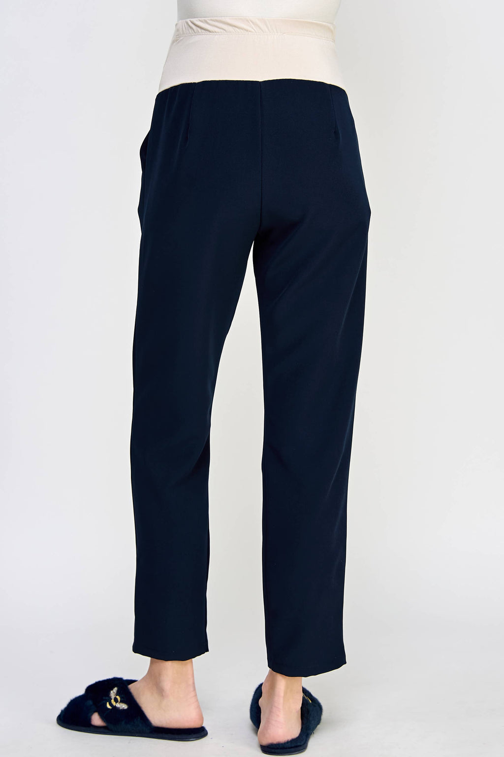 Tapered Maternity Full Panel Ankle Pants Black