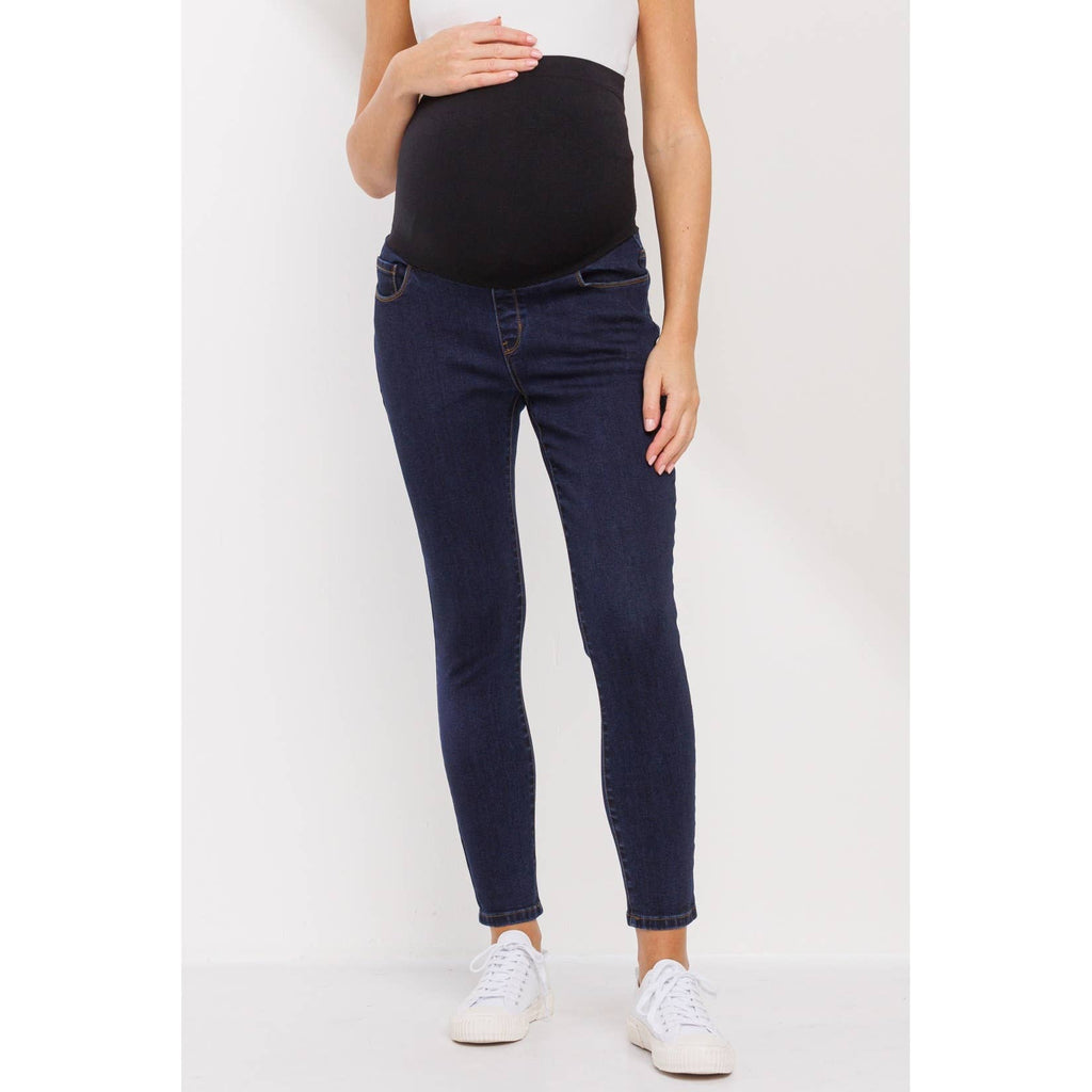 Dark Navy Stretch Maternity Skinny Jeans With Full Panel