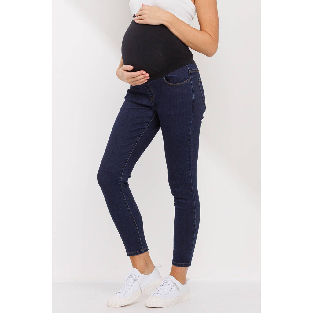 Dark Navy Stretch Maternity Skinny Jeans With Full Panel