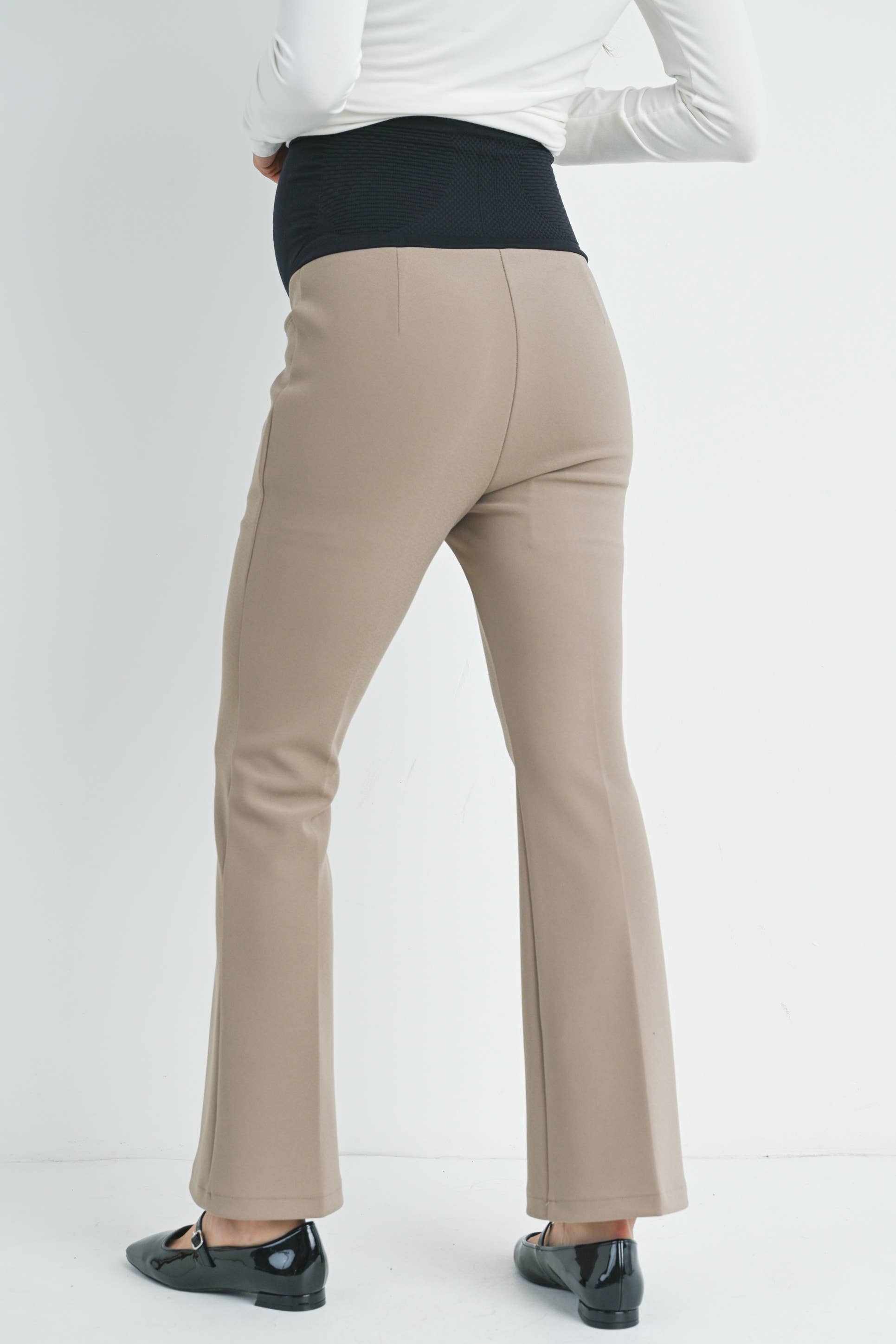 Taupe Flared Maternity Over the Belly Pants