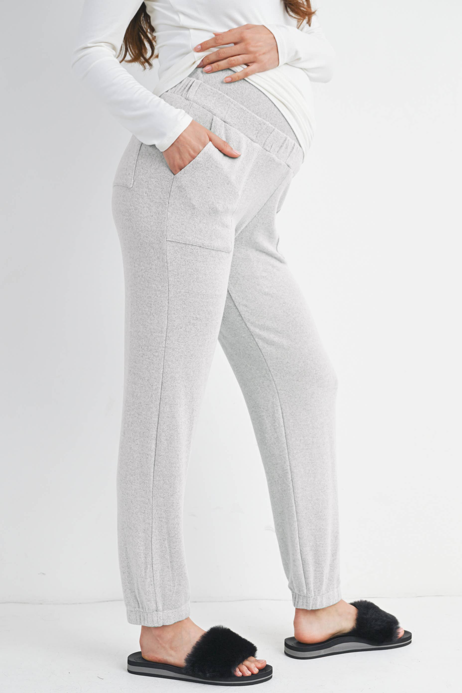 Light Grey Over the Belly Maternity Lounge Pants