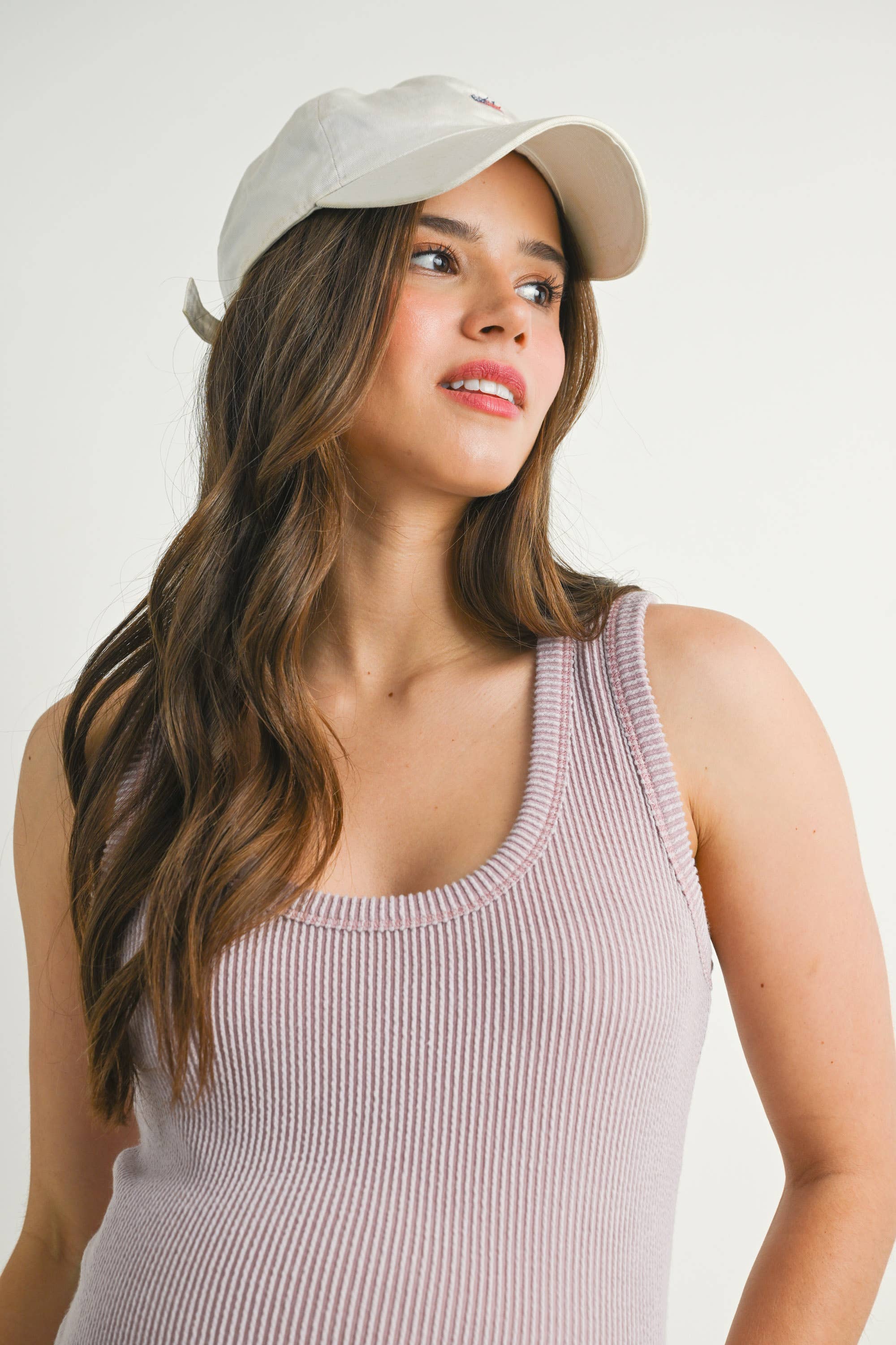 Dusty Mauve Ribbed Scoop Neck Maternity Racerback Tank Top