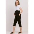 Black High Rise Capri Maternity Jogger Pants