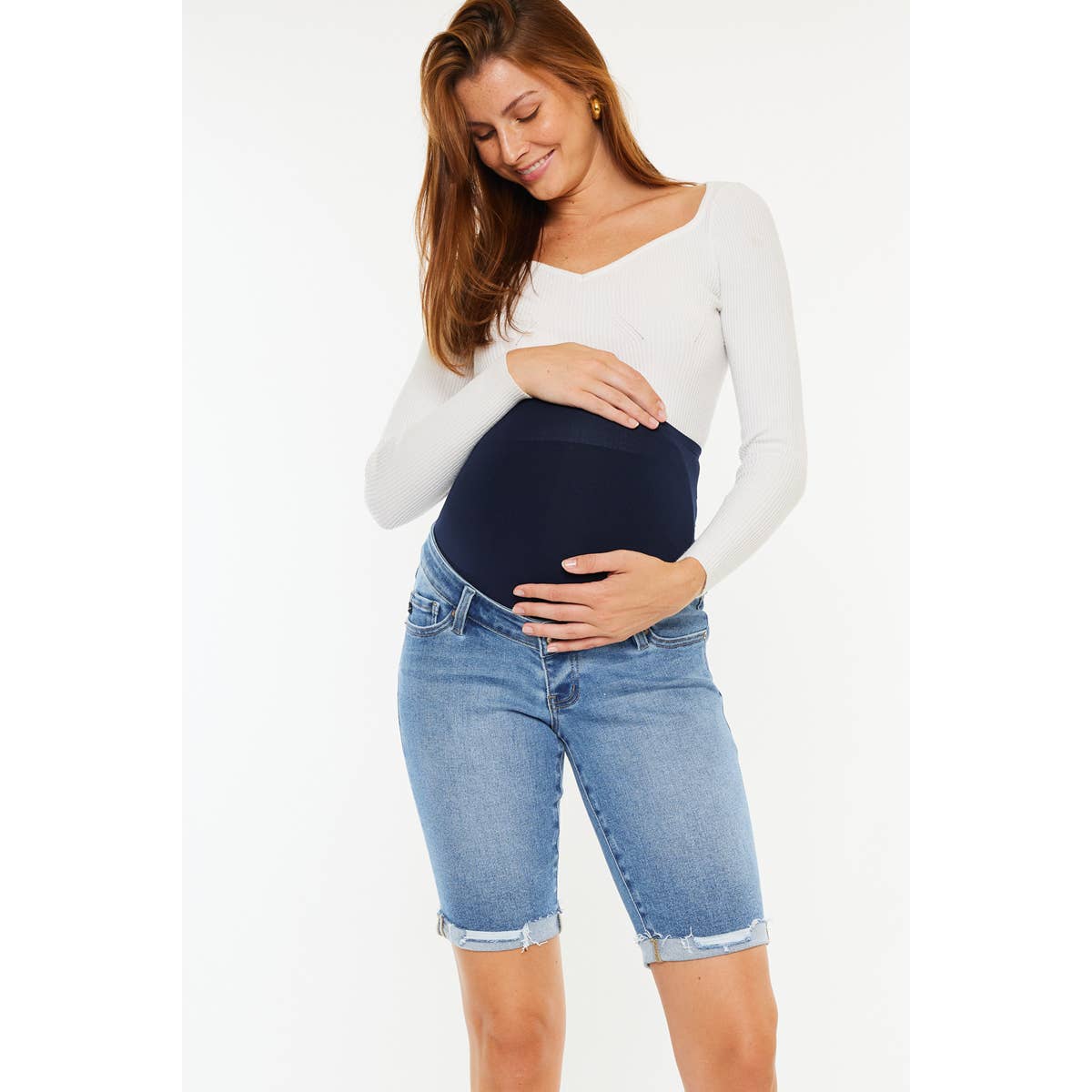 Kan Can Medium Wash Bermuda Denim Shorts