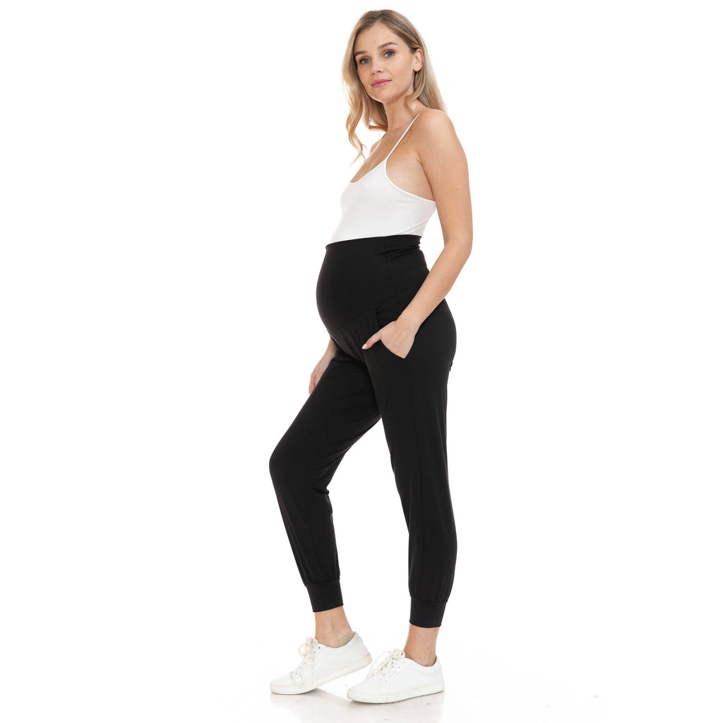 Black Buttery Soft Full Length Maternity Comfort Joggers