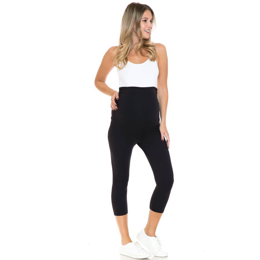 Mocha Buttery Soft Ruched Maternity 7/8 Leggings