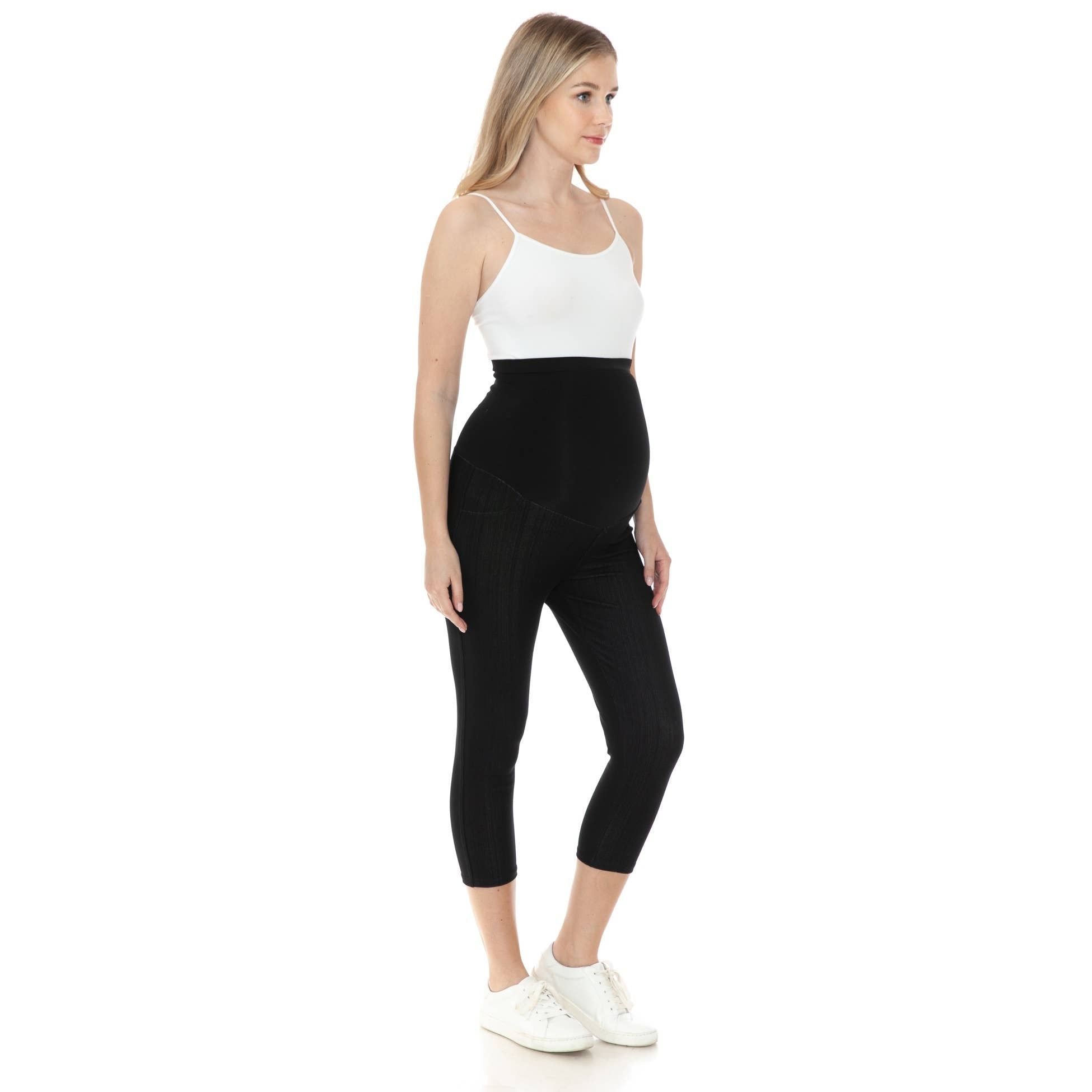 Navy Elastic Waist Band  Maternity 7/8 Jeggings