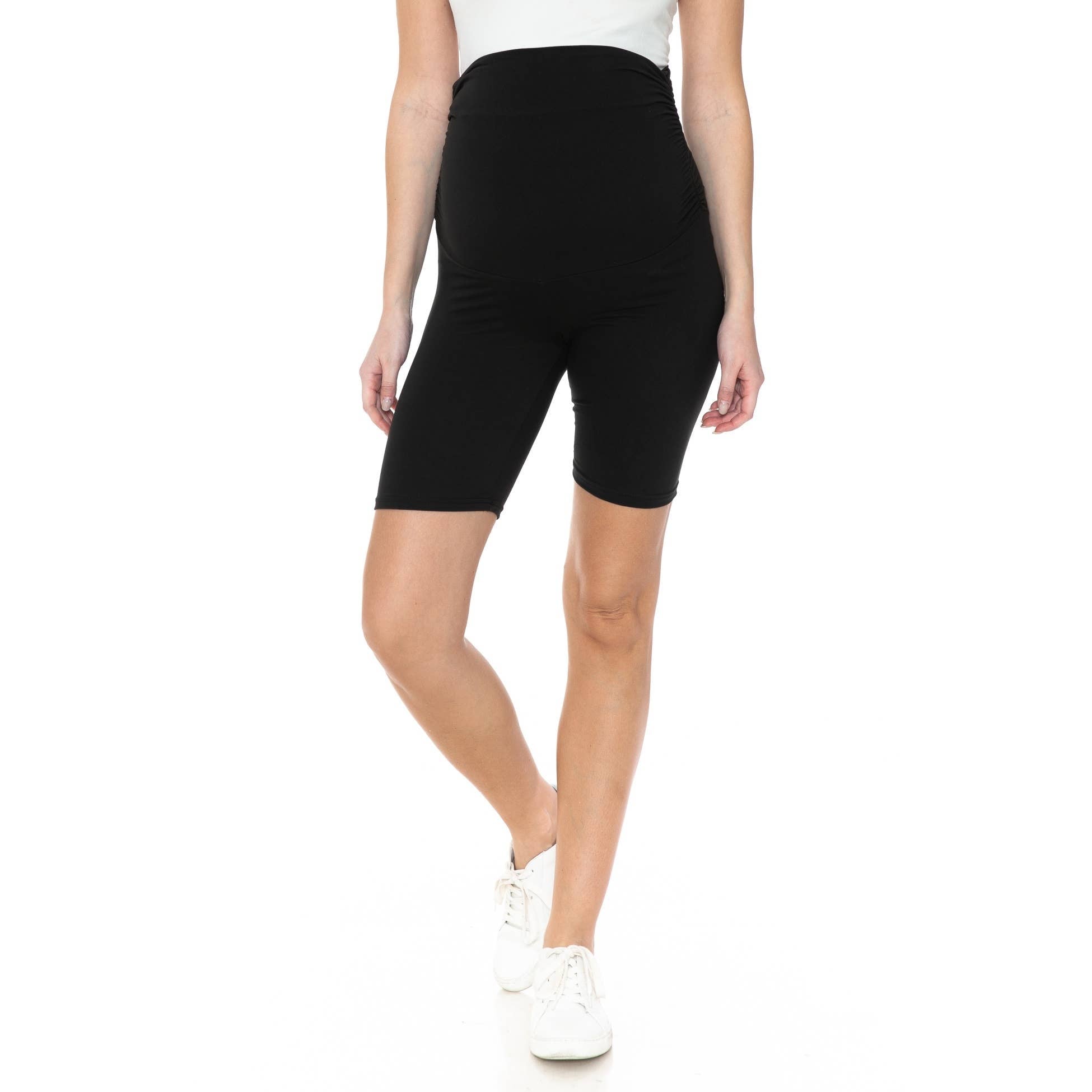 Black Buttery Soft Ruched Maternity Shorts
