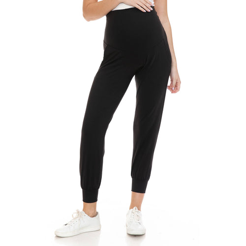 Black Buttery Soft Full Length Maternity Comfort Joggers