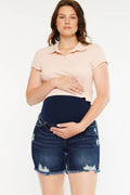 Kan Can Dark Denim Destroyed Shorts